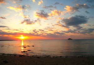 Zonsondergang op Kilo beach